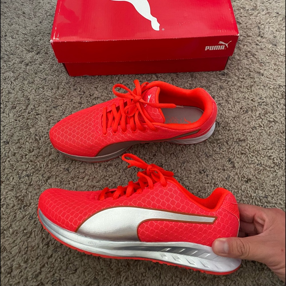 Puma Burst Metal Womens Shoes Size 7 Coral Silver Metalic Softfoam